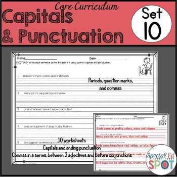 Core Curriculum Capitals Punctuation And Commas Set 10 Tpt