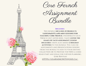 Preview of Core French Assignments/Lessons Bundle