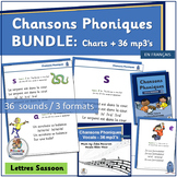 Core French Chansons Phoniques BUNDLE 36 mp3's & Charts - 