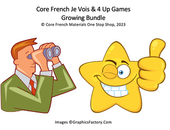 Preview of Core French GROWING BUNDLE: Je Vois & 4 Up Vocabulary Games