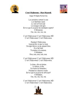 Preview of Core French Grade 1-4: "C'est l'Halloween" Song Lyrics (Halloween)
