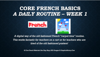 Preview of Core French Grade 1-5 Weekly Basic French Communication Routine PowerPoint