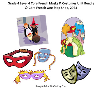 Preview of Core French Grade 4 Masks & Costumes Unit Bundle