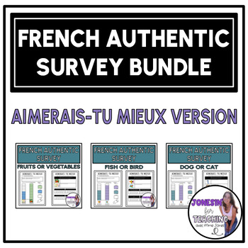 Preview of Core French Immersion Authentic Conversation Survey-  Aimerais-tu mieux bundle