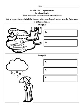 Preview of Core French Le printemps (Spring): Gr3&4 Final Task Handout