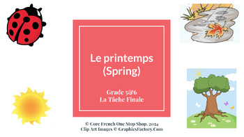 Preview of Core French Le printemps (Spring): Gr5&6 Final Task Google Slides Drag&Match
