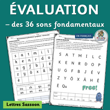 Preview of Core French Phonics Evaluation for 36 Phonics Sounds  - FREE - Lettres SASSOON
