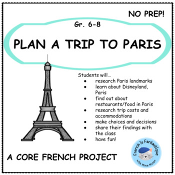 Preview of Core French Project: Plan a Trip to Paris, France