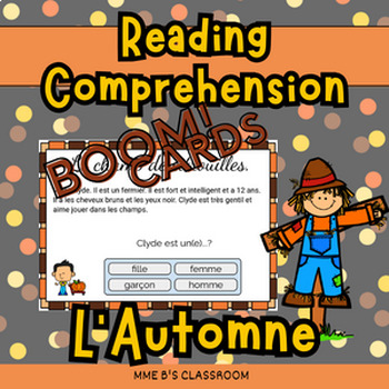 Preview of Core French Reading Comprehension - Fall theme - Le champ de citrouilles.