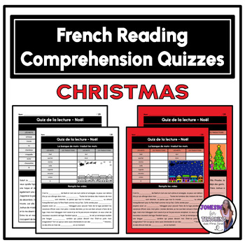 Preview of Core French Reading Comprehension Quizzes - Fill in the Blank - Christmas Noël