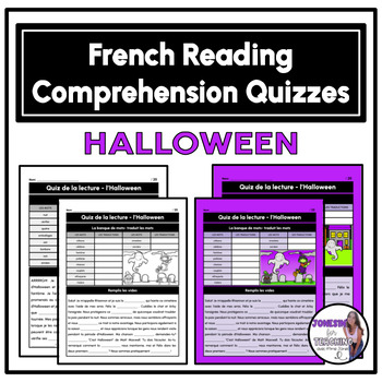 Preview of Core French Reading Comprehension Quizzes - Fill in the Blank - Halloween