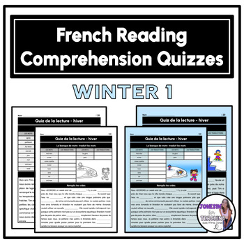 Preview of Core French Reading Comprehension Quizzes - Fill in the Blank - Hiver 1 Winter 1