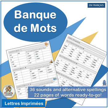 Preview of French Phonics Word Bank for 36 French Sounds - Core French - French Immersion
