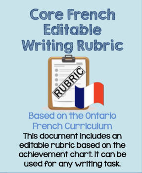 Preview of Core French Writing Rubric Based on the Achievement Chart- For any writing task!