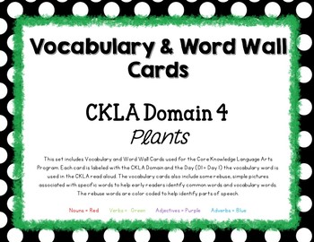 Preview of Core Knowledge (CKLA) Vocabulary & Word Wall Cards for Domain 4: Plants