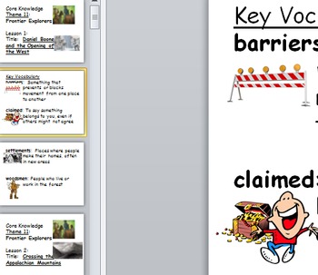 Preview of Core Knowledge Vocabulary Poster Cards Unit 11 Frontier Explorers CCSS