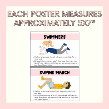 Core Strengthening Exercise Posters (Large Cards) - Perfect for PT & OT