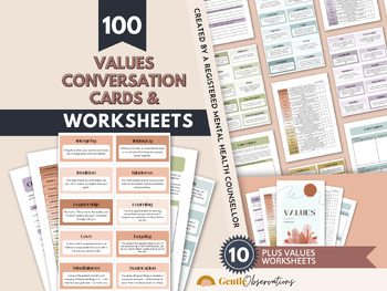 Preview of Core Values List | Values Exploration and Conversation Cards | Values Worksheets