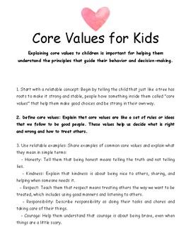 Preview of Core Values for Children
