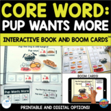 Core Vocabulary AAC "Pup Wants More" Interactive Book and 