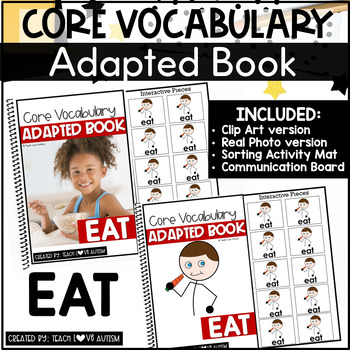 Preview of Core Vocabulary Adapted Book, Communication Board, and Activities: EAT