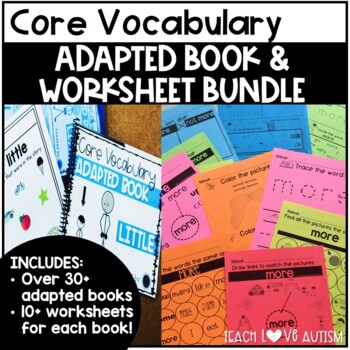 Preview of Core Vocabulary Adapted Books and Worksheets for AAC and Speech Therapy Lessons