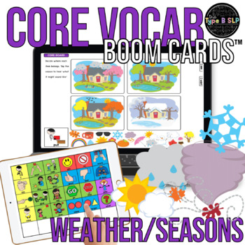 Preview of Core Vocabulary Boom Cards™: Weather and Seasons Speech Therapy AAC