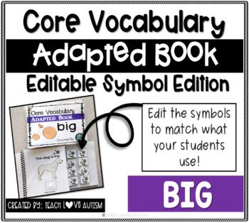 Preview of Core Vocabulary Editable Symbol Adapted Book: BIG