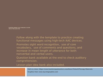 Preview of Core Vocabulary Unit 2 for AAC Users and Nonverbal Students