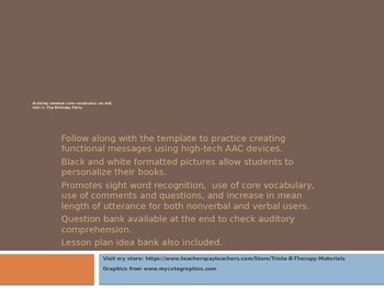Preview of Core Vocabulary Unit for AAC Users and Nonverbal Students