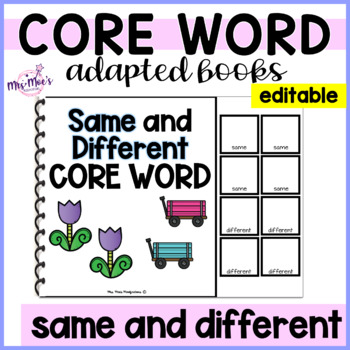 Preview of Core Vocabulary Word Adapted Books-  Same and Different