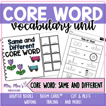 Preview of AAC Core Vocabulary Word Unit - Same and Different