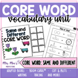 AAC Core Vocabulary Word Unit - Same and Different