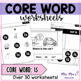 Core Vocabulary Word Worksheets for AAC - Is