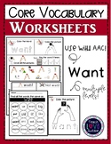 Core Vocabulary Worksheets: WANT