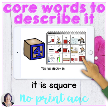 Preview of AAC Core Word Describing Phrases Digital Communication Board Speech Activity 