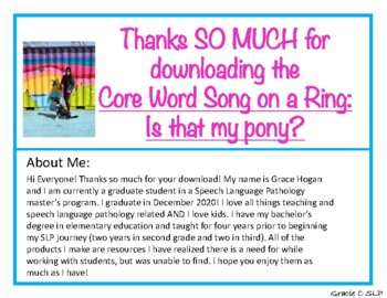 Preview of Core Word Song on a Ring: Is that my pony?