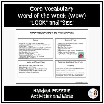 Preview of Core Word of the Week: "LOOK" and "SEE" Handout (Distance Learning Resource)