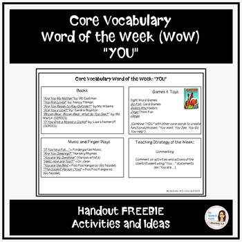 Preview of Core Word of the Week: "YOU"  Handout (Distance Learning Resource)