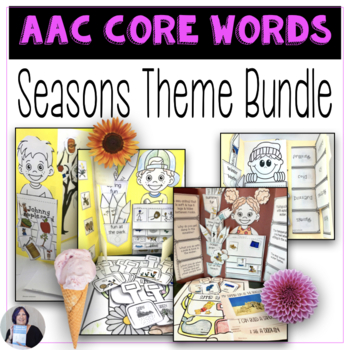 Preview of AAC Core Vocabulary 4 Seasons Speech Therapy Activities Bundle with Fringe Words