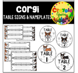 Corgi Dog Themed Table Signs and Nameplates