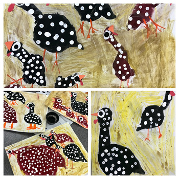Preview of DISTANCE LEARNING! Cornbread Folk Art Painting+Collage w VIDEO instructions!