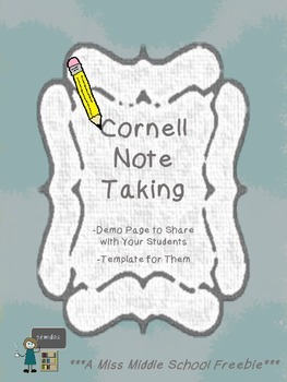 Preview of Cornell Note Taking Demo Page and Template