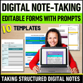 Digital Note-Taking Templates Notetaking Graphic Organizer