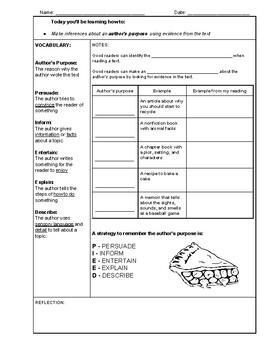 Preview of Guided Cornell Notes - Author's Purpose (PIEED)