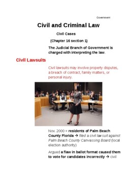 Preview of Cornell Notes (Civil and Criminal Law) Civil Cases