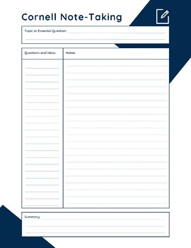 Preview of Cornell Notes Detailed Note-Taking Method
