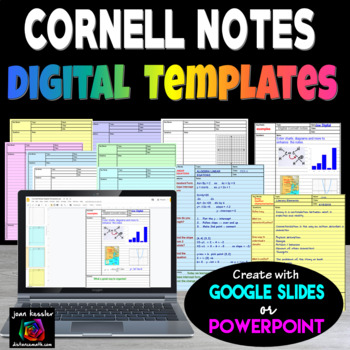 Cornell Notes Digital Templates Google Slides™ or PowerPoint™ by Joan