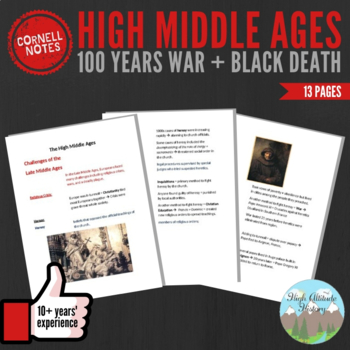 Preview of Cornell Notes: High Middle Ages (100 Years War + Black Death)