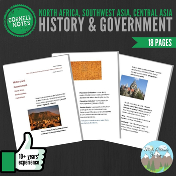 Preview of Cornell Notes (History & Government) North Africa, Southwest Asia, Central Asia